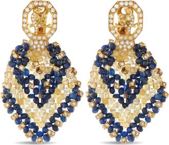 Luxury Bazaar 18K Yellow Gold 1.68ct Diamond and Sapphire Earrings MF05-040626