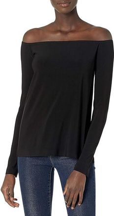 Norma Kamali Long Sleeve Shoulder Top Womens Clothing Black : SM (Womens 4), Polyester/Spandex