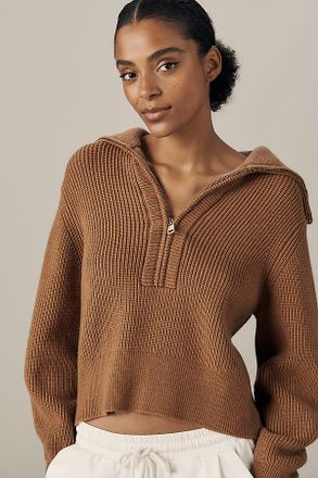 Varley Maura Half-Zip Rib Knit Sweater