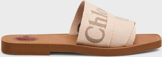 Chloé x High Summer Woody Embroidered Logo Flat Sandals