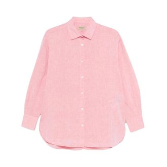 Woolrich Shirts, female, Pink, Size: XS Linen and Cotton Blend Shirt