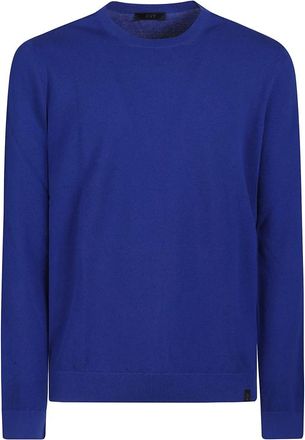 Fay Stijlvolle Gebreide Trui - Heren - Ronde hals truien - Blauw - 2XL - Katoen - Truien & Vesten