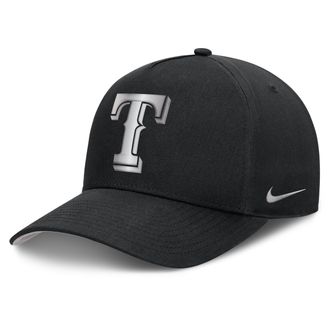 Nike Texas Rangers Rise Nike Mens Dri-FIT MLB A-Frame Trucker Adjustable Hat in Black | NB1E0FBPTER-HWD