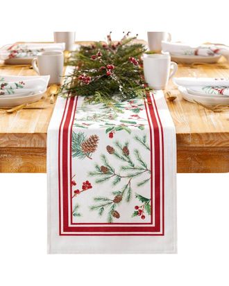 Elrene Winter Holiday Berry Fabric Table Runner