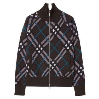 Burberry Check Wool Blend Track Jacket, Size X-Small