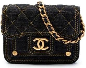 Chanel Pre-owned Mini Crossbody Bag - Dames - Vintage Mini Tas - Blauw - ONE Size - Leer - Vintage