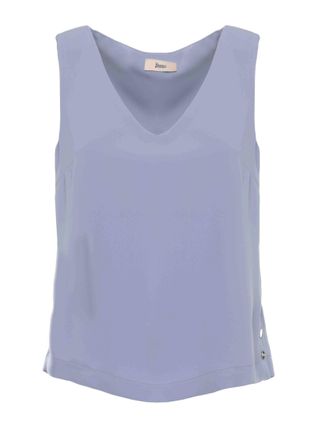 Herno Light Blue V-Neck Side-Button Tank Top