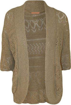 Generic New Ladies Knitted Crochet Short Sleeve Bolero Plus Shrug Open Cardigan UK 14-30 (XXXL (UK 24/26), Mocha)