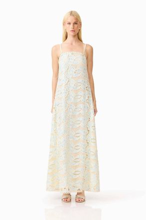 Elliatt Megan Gown In Blue/cream Multi