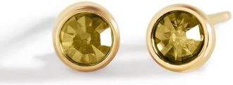 Mint & Lily Birthstone Bezel Studs in Gold-Tone /August Peridot at Nordstrom