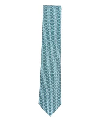 Ferragamo patterned tie - men - Silk - One Size - Blue