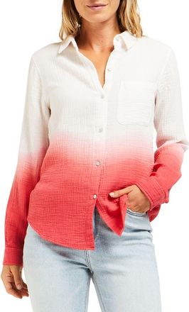 Velvet Heart Belle Ombr&eacute; Cotton Button-Up Shirt in Rouge Red Dip Dye at Nordstrom Rack, Size X-Small