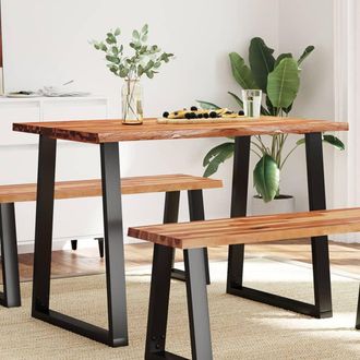 vidaXL Vidaxl - Mesa De Comedor Con Borde Vivo Madera Maciza Acacia 110x70x75cm