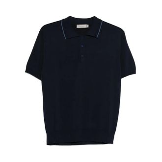 Canali Polo Shirts, male, Blue, Size: 2XL Piped Polo Shirt