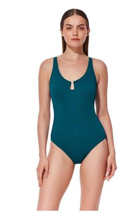 Gottex St. Tropez U Wire Textured One Piece in Teal at Nordstrom, Size 16