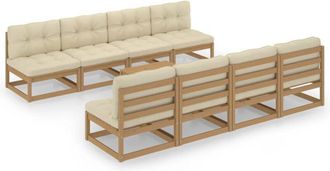 vidaXL Muebles De Jard&iacute;n 9 Piezas Con Cojines De Madera De Pino Maciza Vidaxl