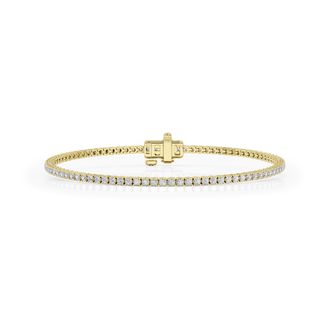 Grown Brilliance 2 Carat Round Lab Grown Diamond Tennis Bracelet in 14K Yellow Gold, Size 7 Inches, F Color, VS2 Clarity