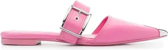 Alexander McQueen Roze Metalen-Teen Puntige Muiltjes - Dames - Slip ons - Roze - 39 EU - Leer - Schoenen