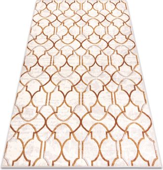 RugsX Rugsx - Alfombra Wool Angel 7905 / 52822 Ornamento, Art D&eacute;co Beige / Dorado Beige 80x150 Cm