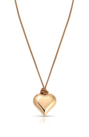 Ettika Puffy Heart Pendant Necklace in Tan And Gold at Nordstrom