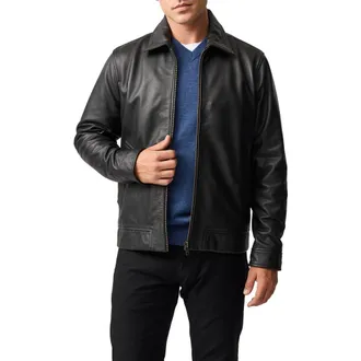 Rodd & Gunn Leadervale Leather Jacket in Nero at Nordstrom, Size Xx-Large