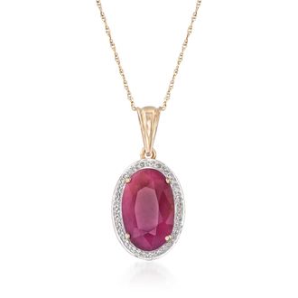 Ross-Simons Ruby and. Diamond Pendant Necklace in 14kt Yellow Gold
