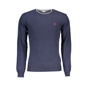 U.S.Polo Association U.S. Polo Assn., Round-neck Knitwear, male, Blue, 2XL, Blue Wool Men Jumper Slim-fit