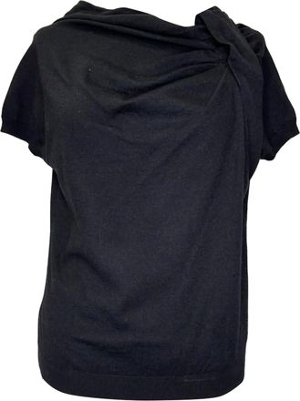Moschino Short Sleeve Sweater in Black Wool
