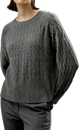 LilySilk Baby Cashmere Cable-knit Sweater in Medium Gray at Nordstrom, Size X-Large
