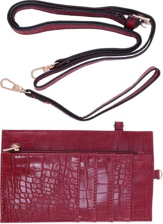 SOLUSTRE Red Alligator Texture Phone Hand Pouch Coin Bag Portable Hanging Neck Wallet Card Holder for Women