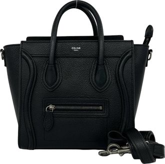 Celine Black Leather Handbag Shoulder Bag Tote Bag (Pre-Owned)