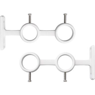OEM Juego De 2 Soportes Ajustables Para Barras De Cortina, Soportes Dobles Resistentes Para Barras De Cortina Redondas, Color Blanco - Crezuo