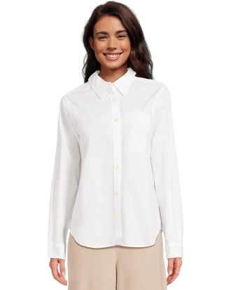 L.L.Bean L. L.Bean Essential Shirt Womens White Cotton Poplin Long Sleeve GBO