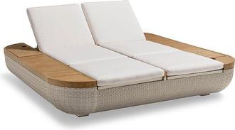 Frontgate Hanalei Double Chaise Replacement Cushions - Standard, Boucle Snow - Frontgate