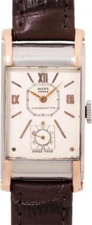 Rolex Pre-owned Vintage Chronometer Watch - Dames - Vintage Horloges - Geel - ONE Size - Leer - Vintage