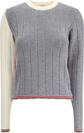 Thom Browne Truien & Vesten, Dames, Veelkleurig, M, Wol, Kleurrijke Wollen Trui met Zijgleuven