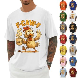 Generic F-CAW-F Tshirts Mens Funny Scream Chicken Humor T-Shirt Mens Short Sleeve Crew Neck Christmas Summer Tops Casual Loose F-CAW-F Shirt Plus Size(A102200