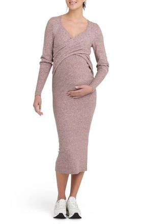 Ripe Heidi Long Sleeve Maternity/Nursing Dress in Pink Marl at Nordstrom, Size X-Large