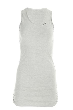 Winshape Longtop WINSHAPE WTR15, Damen, Gr. XL, grau (grau melange), 48% Baumwolle, 48% Polyester, 4% Elasthan, Rundhals, Tops Longtop, mit seitlicher Raffung