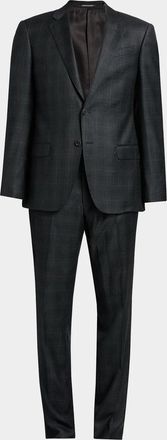 Emporio Armani Men & apos;s Wool Super 130s Plaid G Line Suit