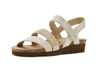 Naot Krista Womens Sandals Platinum Striped Suede/Light Gold Ornament/Platinum Striped Sued : EU 44 (US Womens 13) M, Leather