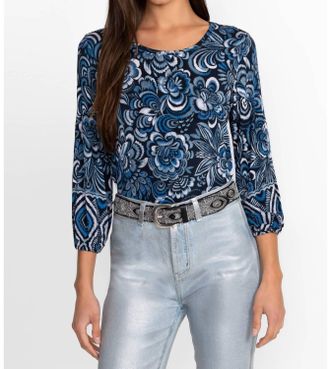 Johnny Was Janie Favorite Puff Sleeve Knit Tee In Feathery Flower