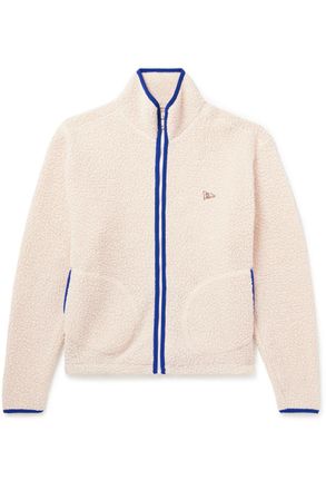 Drake's Logo-Embroidered Wool-Blend Fleece Jacket
