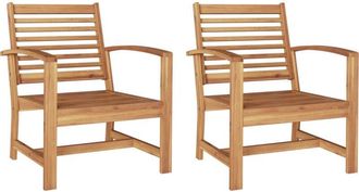 vidaXL Vidaxl - Garden Chairs 2 pcs Natural 60 x 65 x 76.5 cm Solid teak wood