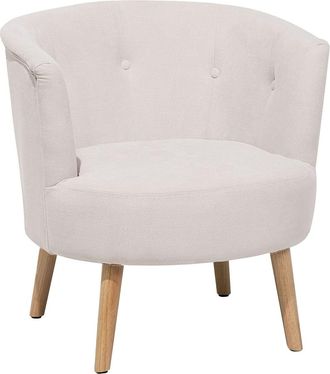 Beliani Sillón tela blanco crema