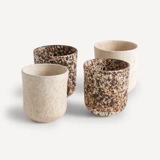 AM.PM Set van 4 kopjes in mat aardewerk, Rusty