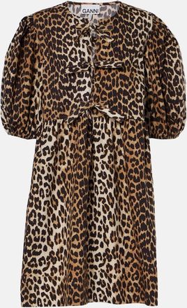Ganni Leopard-print cotton minidress