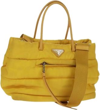 Prada Pre-owned Handbags, female, Yellow, Size: ONE SIZE Pre-owned Vintage Nylon Handbag