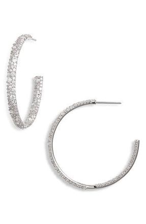 Nadri Lima Pav&eacute; Hoop Earrings in Rhodium at Nordstrom Rack