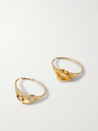 Chlo&eacute; Orecchini A Cerchio In Metallo Dorato E Quarzo - Oro